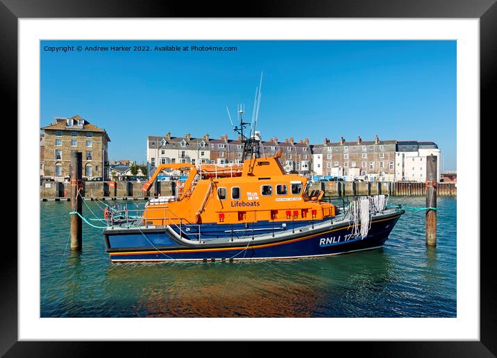 Weymouth Severn class RNLI Lifeboat 'Ernest and Ma Framed Mounted Print by Andrew Harker