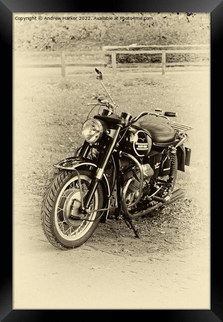 A 1970 Moto Guzzi V750 Ambassador Motorcycle Framed Print by Andrew Harker