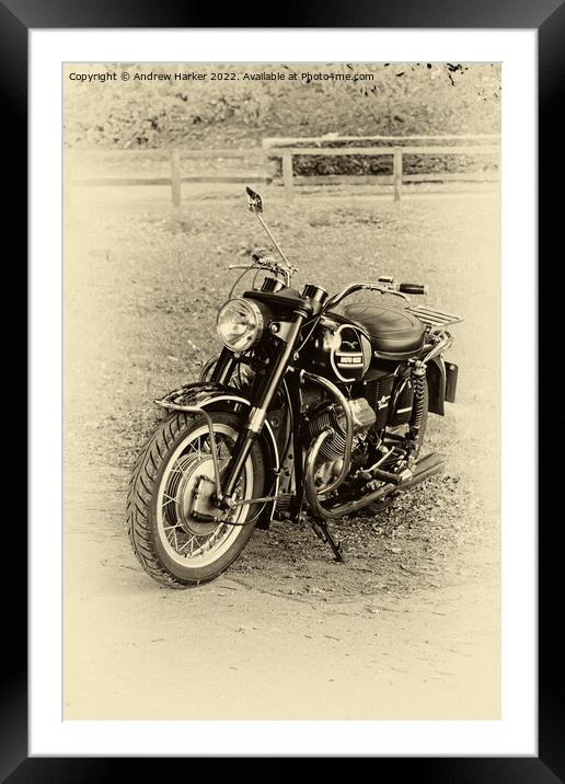 A 1970 Moto Guzzi V750 Ambassador Motorcycle Framed Mounted Print by Andrew Harker