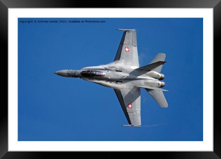 Swiss Air Force McDonnell Douglas FA18 Hornet Framed Mounted Print by Andrew Harker