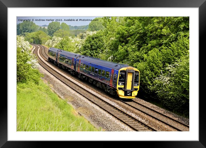 British Rail Class 158 Express Sprinter train Framed Mounted Print by Andrew Harker