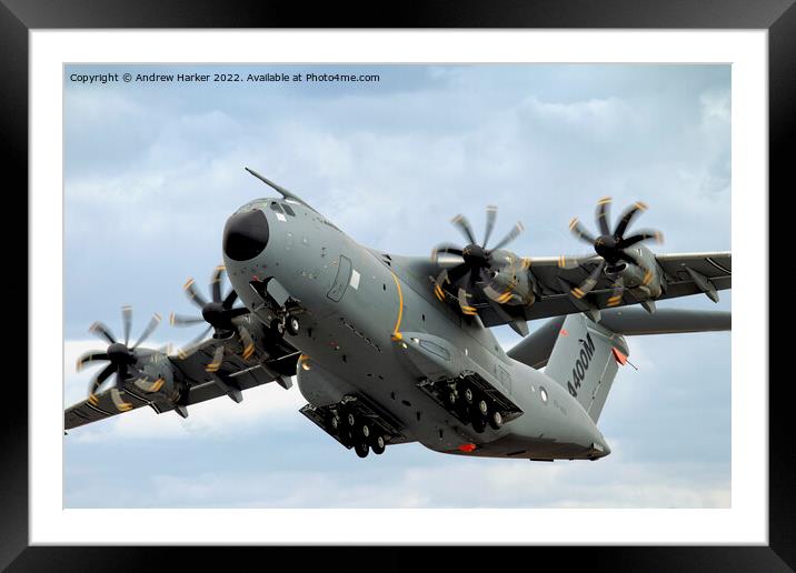 Airbus Military A400M demonstrator EC-402 aircraft Framed Mounted Print by Andrew Harker