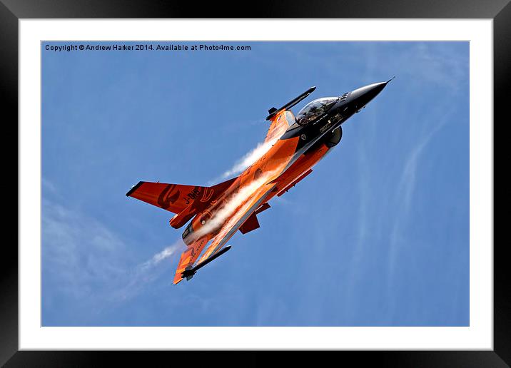 General Dynamics  F-16AM Fighting Falcon Framed Mounted Print by Andrew Harker