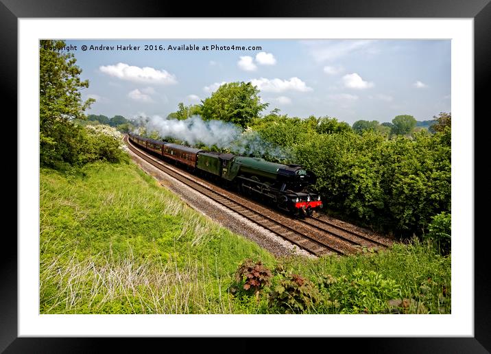 A3 Class 60103 Flying Scotsman Steam Locomotive Framed Mounted Print by Andrew Harker