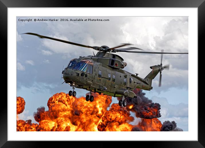 RAF Merlin HC.3 Helicopter Framed Mounted Print by Andrew Harker