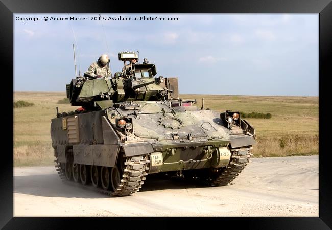 A United States Army Bradley Fighting Vehicle  Framed Print by Andrew Harker