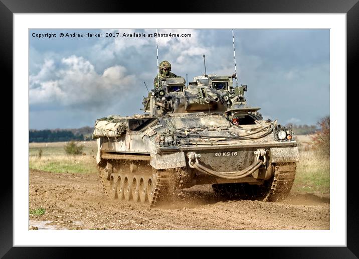 British Army Warrior Infantry Fighting Vehicle Framed Mounted Print by Andrew Harker
