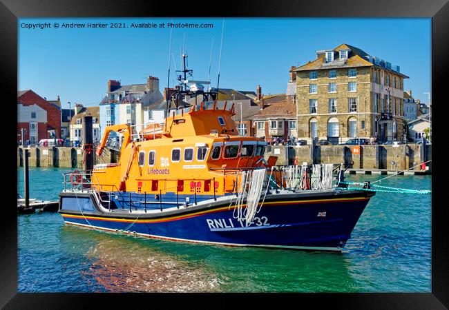 Weymouth RNLI Lifeboat "Ernest and Mabel" Framed Print by Andrew Harker