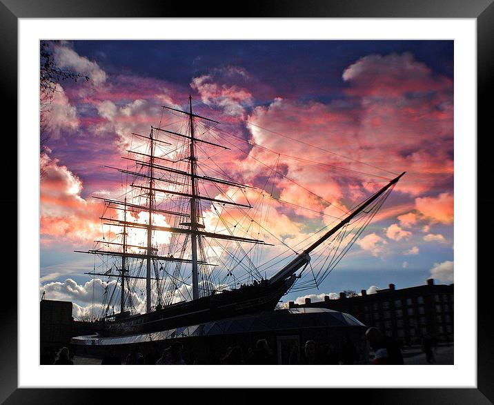  Sunset over the Cutty Sark Clipper Framed Mounted Print by sylvia scotting