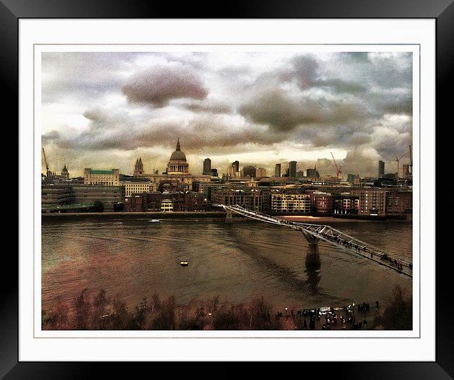  Millenium Bridge to the city Framed Print by sylvia scotting