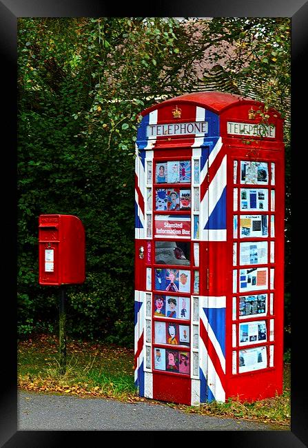  Very Patriotic  telephone box Framed Print by sylvia scotting