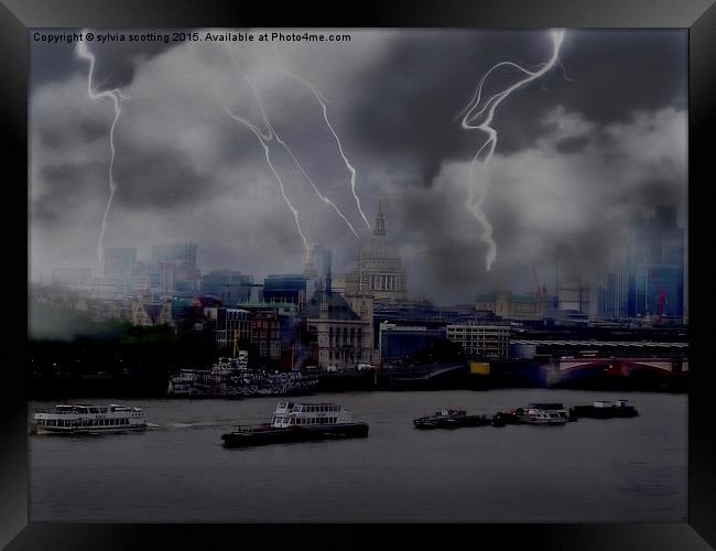  Storm over London Framed Print by sylvia scotting