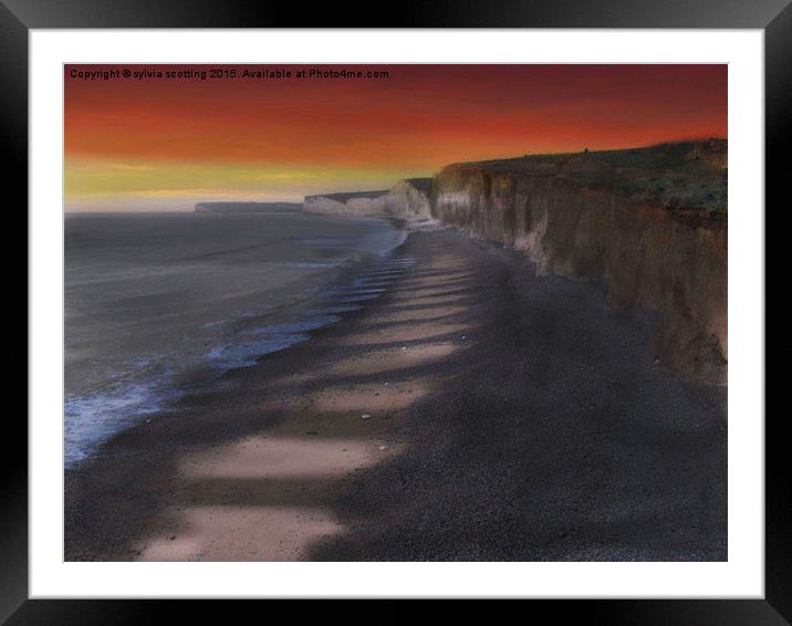  Sunset over beach head sussex  Framed Mounted Print by sylvia scotting