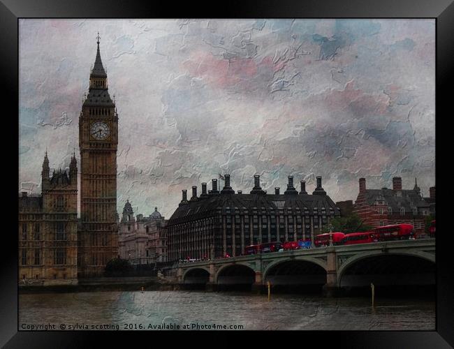     Westminster Bridge London                      Framed Print by sylvia scotting