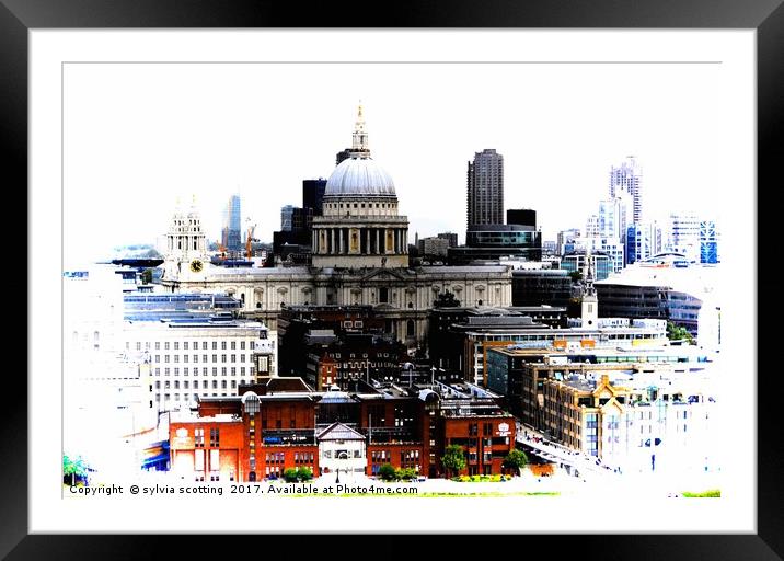 St Pauls Cathedral decrative art work Framed Mounted Print by sylvia scotting