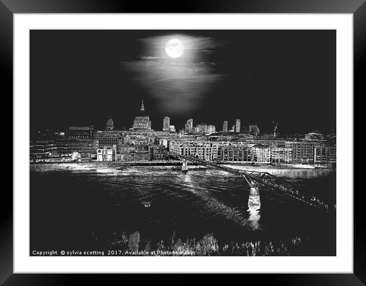 London at night Framed Mounted Print by sylvia scotting