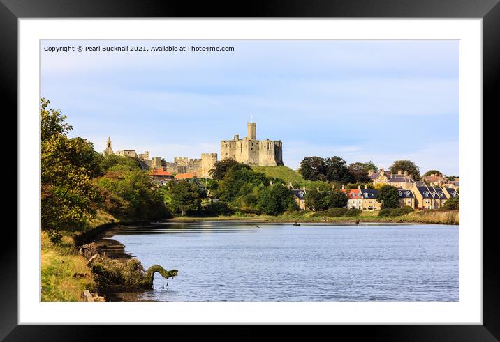 River Coquet and Warkworth Castle Northumberland Framed Mounted Print by Pearl Bucknall