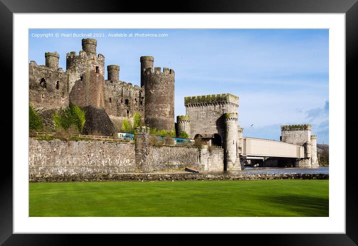 Train Passing Conwy Castle Wales Framed Mounted Print by Pearl Bucknall