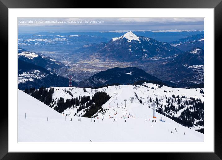 Skiing in France Framed Mounted Print by Pearl Bucknall
