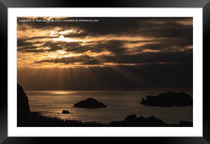 Moody Sky over Sea on Anglesey Coast Framed Mounted Print by Pearl Bucknall