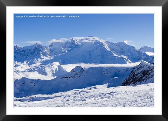 Mont Blanc and French Alps in Winter Snow Framed Mounted Print by Pearl Bucknall
