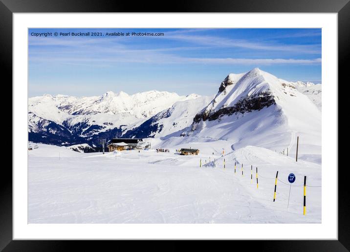 Skiing in French Alps France Framed Mounted Print by Pearl Bucknall