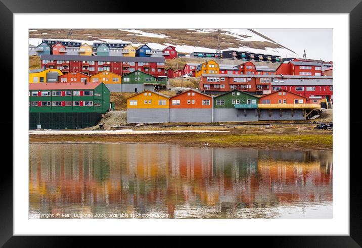 Colourful Longyearbyen Reflected Svalbard Framed Mounted Print by Pearl Bucknall