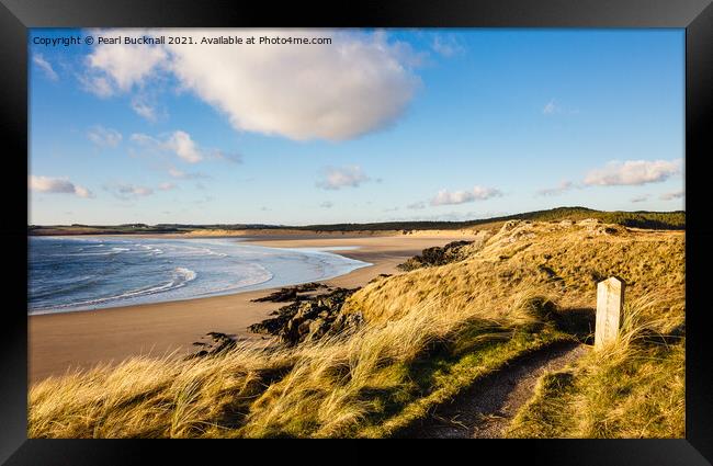 Malltraeth beach from Llanddwyn Anglesey Framed Print by Pearl Bucknall