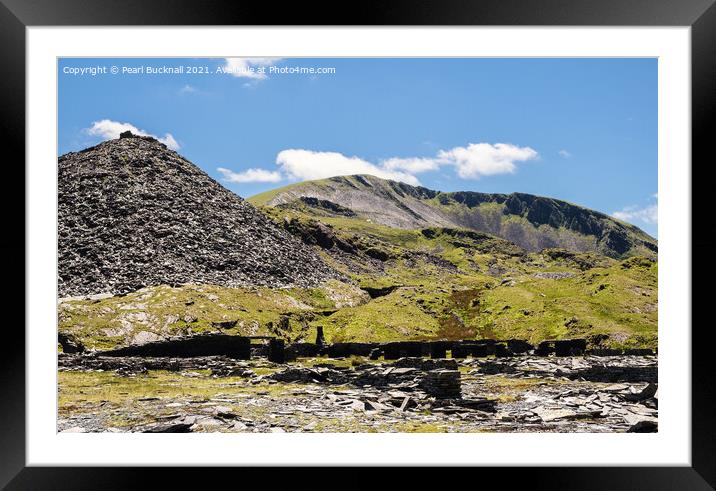 Slate Quarry and Moelwyn Mawr Snowdonia Wales Framed Mounted Print by Pearl Bucknall