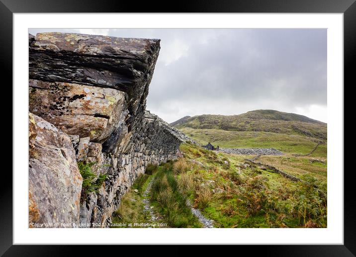 Overhanging Wall in Cwmystradllyn Snowdonia Framed Mounted Print by Pearl Bucknall