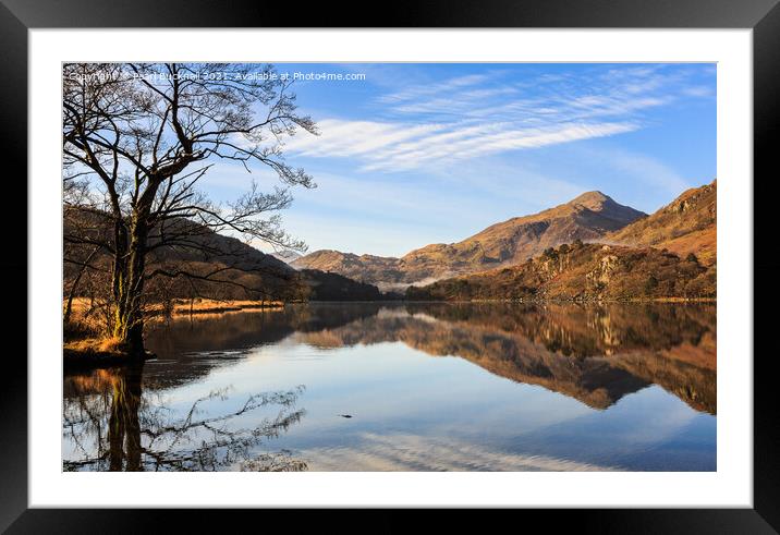 Reflections in Llyn Gwynant Lake Snowdonia Wales Framed Mounted Print by Pearl Bucknall