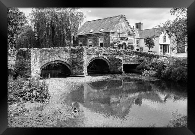 Clun Bridge Shropshire in Black and White Framed Print by Pearl Bucknall