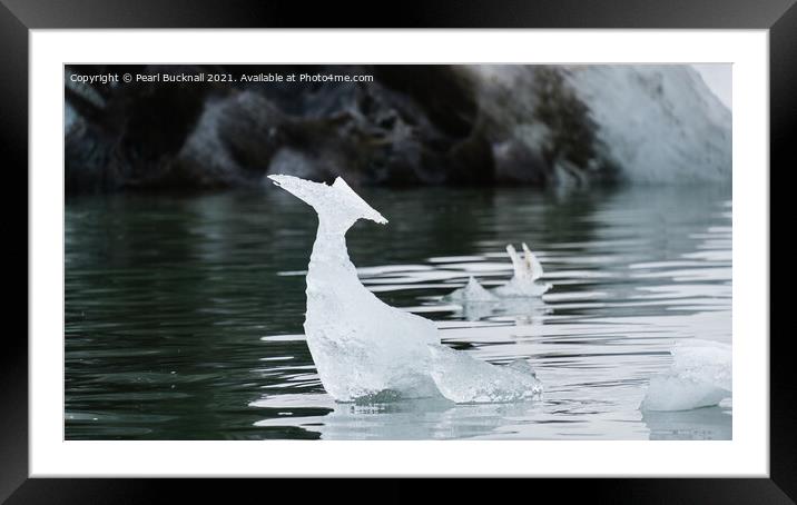 Natural Ice Shapes in Arctic Waters Framed Mounted Print by Pearl Bucknall