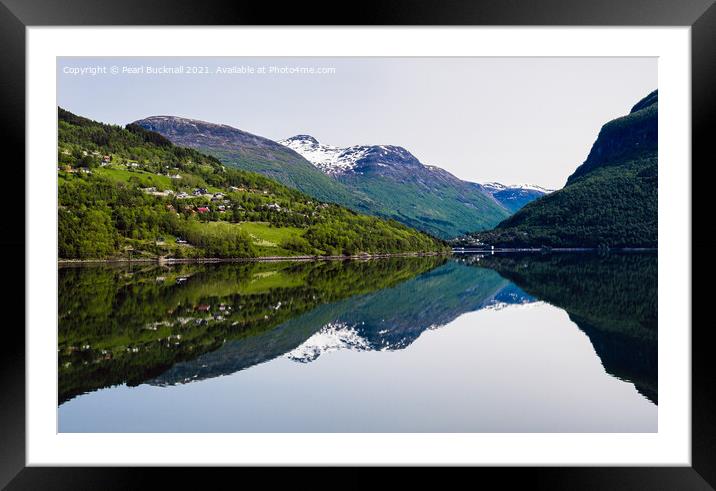 Sea Reflections in a Norwegian Fjord Norway Framed Mounted Print by Pearl Bucknall