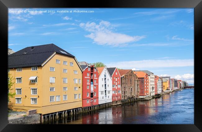Colourful Trondheim Old Town Norway Framed Print by Pearl Bucknall