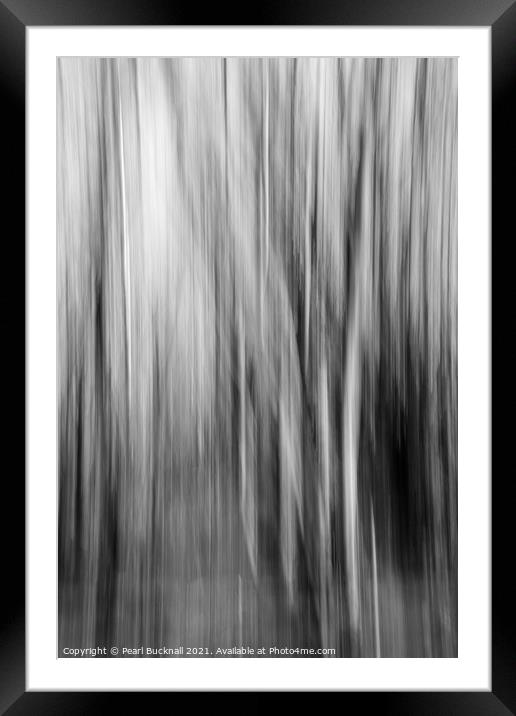 Blurred Tree Trunks Abstract Black and White Framed Mounted Print by Pearl Bucknall