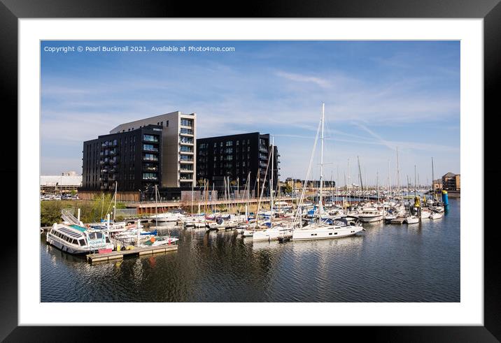 Ely River Marina Cardiff Framed Mounted Print by Pearl Bucknall