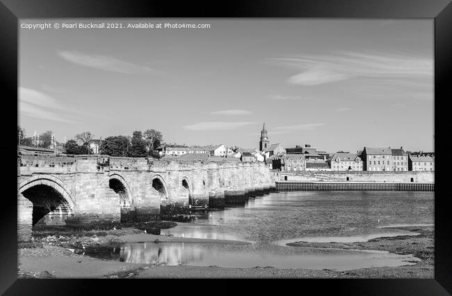Berwick-upon-Tweed Old Bridge Black and White Framed Print by Pearl Bucknall