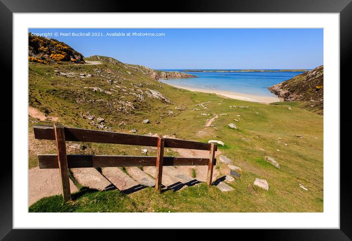 Steps to Ceannabeinne Beach Scotland NC500 Framed Mounted Print by Pearl Bucknall
