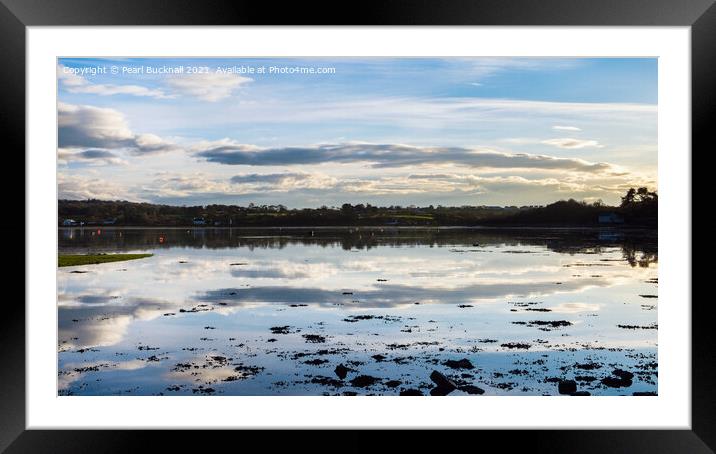Seascape Cloud Reflections in Calm Sea Anglesey Framed Mounted Print by Pearl Bucknall