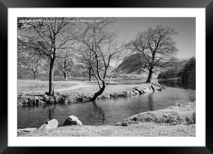 Buttermere Lake District Black and White Framed Mounted Print by Pearl Bucknall
