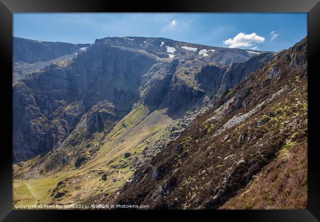 Seniors Ridge and Devils Kitchen Idwal Snowdonia Framed Print by Pearl Bucknall