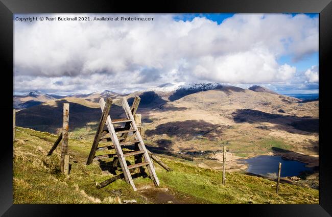 View to Snowdon from Nantlle Ridge Framed Print by Pearl Bucknall