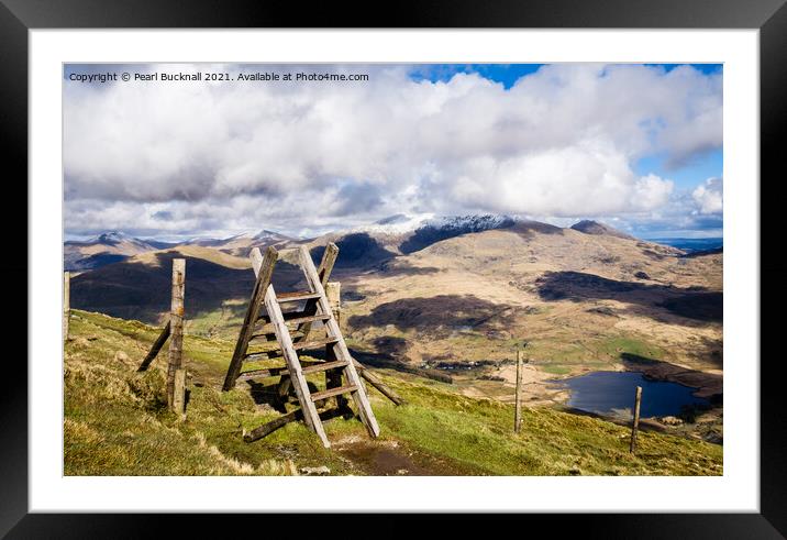 View to Snowdon from Nantlle Ridge Framed Mounted Print by Pearl Bucknall