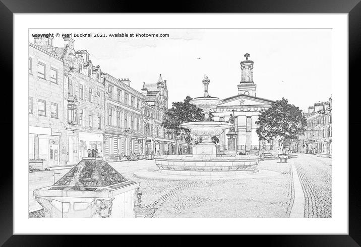 Elgin Town Scotland Pencil Sketch Framed Mounted Print by Pearl Bucknall