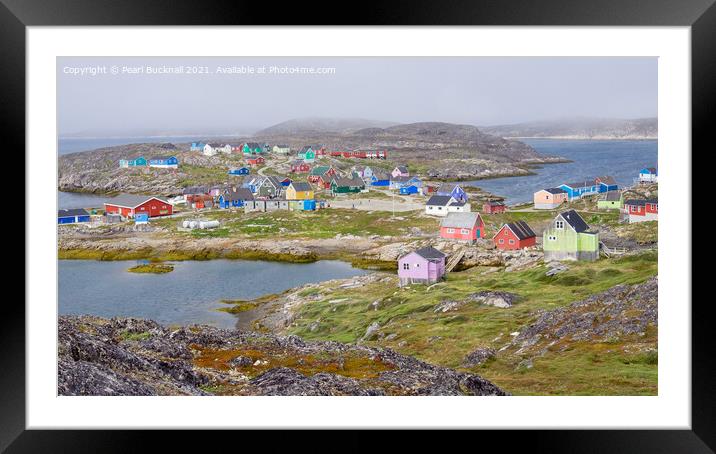 Island Village Greenland Framed Mounted Print by Pearl Bucknall