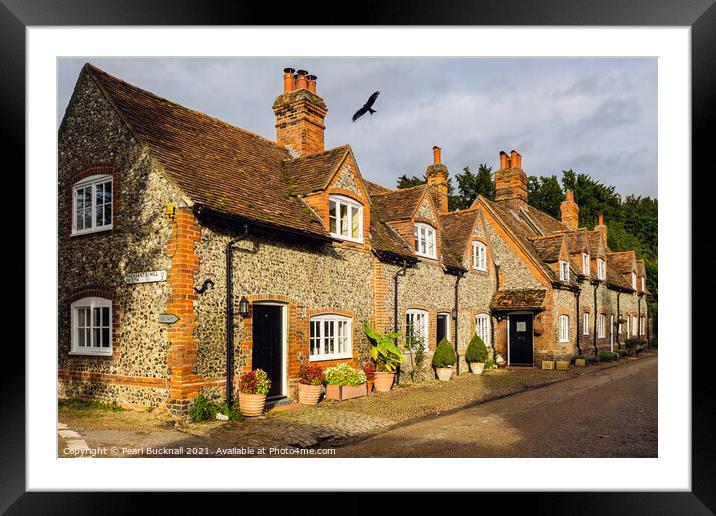 Red Kite over English Village Bucks Framed Mounted Print by Pearl Bucknall