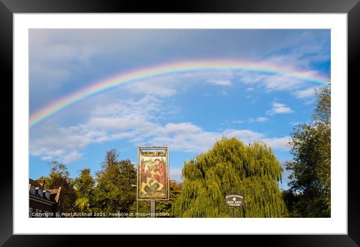 Rainbow over Chalfont St Giles Buckinghamshire Framed Mounted Print by Pearl Bucknall