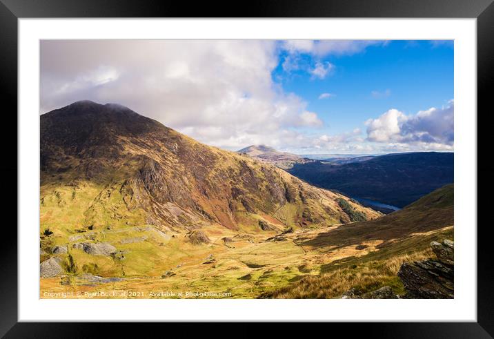 Y Lliwedd across Cwm Llan Snowdonia Framed Mounted Print by Pearl Bucknall