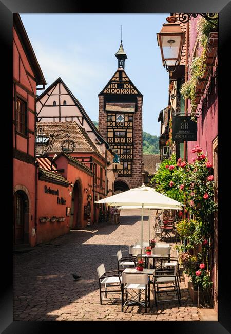 French Cafe Riquewihr France Framed Print by Pearl Bucknall